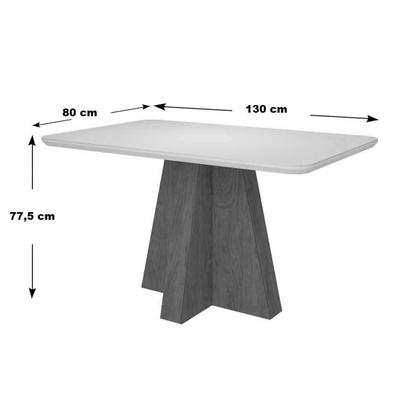 Imagem de Sala de Jantar Completa Maitê Tampo Madeirado c/ Vidro 130x80cm e 4 Cadeiras Paola Cinamomo/Off White - Carvalho/Linho Bege - Cimol