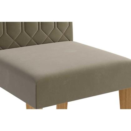 Imagem de Sala de Jantar Completa Maitê Tampo Madeirado c/ Vidro 130x80cm e 4 Cadeiras Paola Cinamomo/Off White - Carvalho/Linho Bege - Cimol