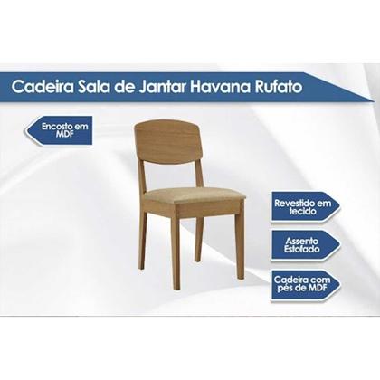 Imagem de Sala de Jantar Completa Maldivas c/ Tampo Madeirado Canto Curvo 90x90cm e 4 Cadeiras Havana Naturale - Corano Capuccino - Rufato