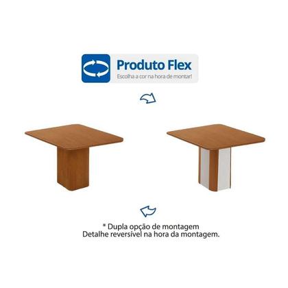 Imagem de Sala de Jantar Completa Maldivas c/ Tampo Madeirado Canto Curvo 90x90cm e 4 Cadeiras Havana Naturale - Corano Capuccino - Rufato