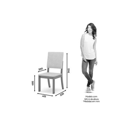 Imagem de Sala de Jantar Completa Natalí c/ Tampo Madeirado c/ Vidro Curvo 160x90cm e 6 Cadeiras Milla Nature/Veludo Light Linho - Henn