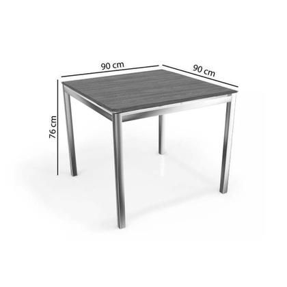 Imagem de Sala de Jantar Completa Reno c/ Tampo de Madeira 90cm + 4 Cadeiras Portugal Cromada/Preto 110 - Kappesberg