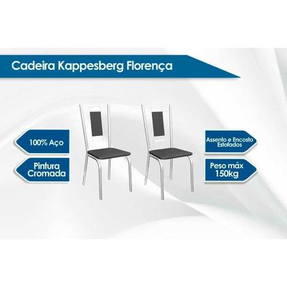 Imagem de Sala de Jantar Completa Reno c/ Tampo de Vidro 90x90cm e 4 Cadeiras Lisboa Cromada - Preto - Kappesberg
