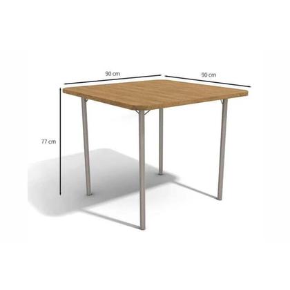 Imagem de Sala de Jantar Completa Sena c/ Tampo Mairado 90x90cm e 4 Cairas Noruega Cromada - Assento Preto 110 - Kappesberg