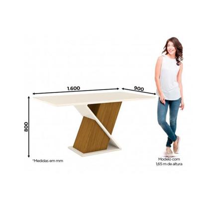 Imagem de Sala de Jantar Completa Solus c/ Tampo Madeirado 160cm + 6 Cadeiras Isa Nature/Bege - Henn