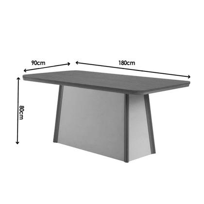 Imagem de Sala de Jantar Completa Tilia c/ Tampo Madeirado Canto Curvo 180x90cm e 6 Cadeiras Dakota Naturale/Off White - Suede Marrom - Rufato