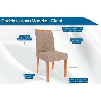 Imagem de Sala de Jantar Completa Valentina Tampo Madeirado c/ Vidro 210x100cm e 8 Cadeiras Juliana Cinamomo/Off White - Carvalho/Suede Joli Capuccino - Cimol