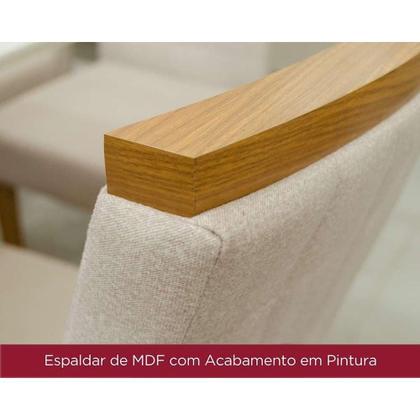 Imagem de Sala de Jantar Completa Vértice Tampo Reto Madeirado c/Vidro 160x80cm e 6 Cadeiras Isa Nature/Veludo Light Bege Vanilla - Henn