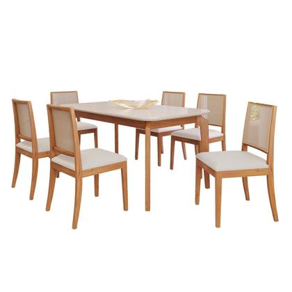 Imagem de Sala de Jantar Ficus 160cm com 6 Cadeiras Buriti