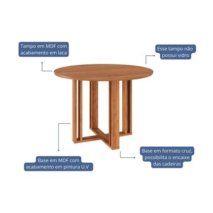 Imagem de Sala de Jantar Flora Redonda 109 sem Vidro com 4 Cadeiras Clarice