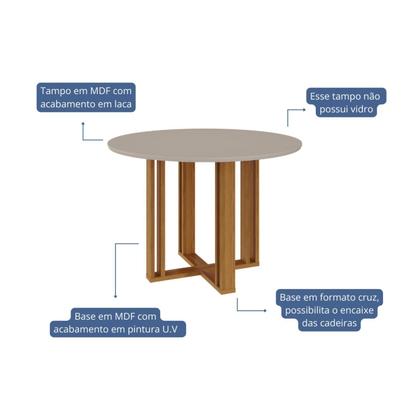 Imagem de Sala de Jantar Flora Redonda com 4 Cadeiras Nicole