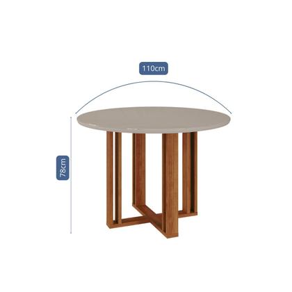 Imagem de Sala de Jantar Flora Redonda com Vidro com 4 Cadeiras Clarice Wood