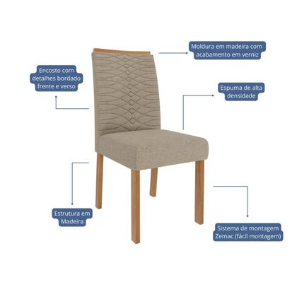 Imagem de Sala de Jantar Flora Redonda com Vidro com 4 Cadeiras Clarice Wood