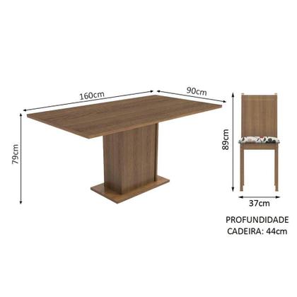 Imagem de Sala de Jantar Megan Mesa Tampo de Madeira 6 Cadeiras Madesa