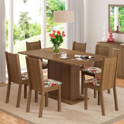 Imagem de Sala de Jantar Megan Mesa Tampo de Madeira 6 Cadeiras Madesa