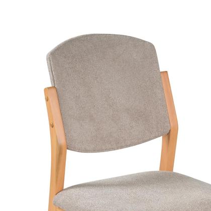 Imagem de Sala de Jantar Mesa 1.60 com 6 cadeiras Madeira Maçica Luxo Amêndoa Tecido Bouclé Refinatto