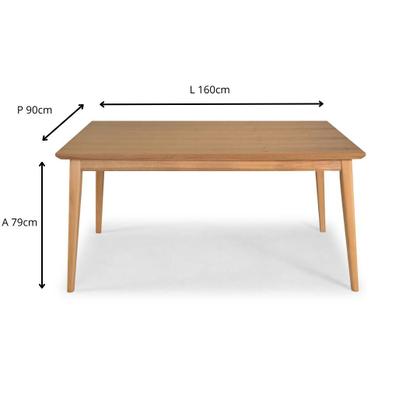 Imagem de Sala de Jantar Mesa 1.60 com 6 cadeiras Madeira Maçica Luxo Amêndoa Tecido Bouclé Refinatto