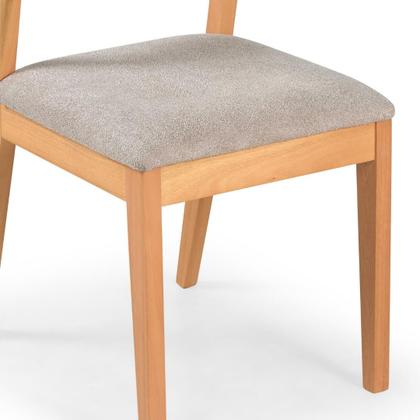 Imagem de Sala de Jantar Mesa 1.60 com 6 cadeiras Madeira Maçica Luxo Amêndoa Tecido Bouclé Refinatto