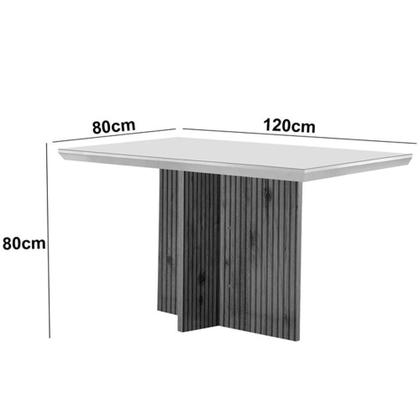 Imagem de Sala De Jantar Mesa 120cm Mdf Canto Reto Com 4 Cadeira