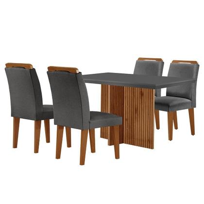 Imagem de Sala De Jantar Mesa 120cm Mdf Canto Reto Com 4 Cadeiras