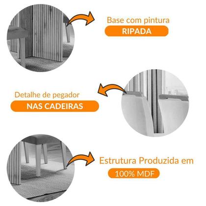 Imagem de Sala De Jantar Mesa 120cm Mdf Canto Reto Com 4 Cadeiras