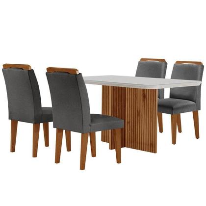 Imagem de Sala De Jantar Mesa 120cm Mdf Vidro Canto Copo 4 Cadeiras