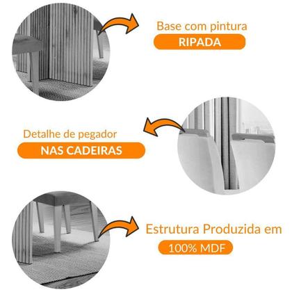Imagem de Sala De Jantar Mesa 120cm Mdf Vidro Canto Copo 4 Cadeiras