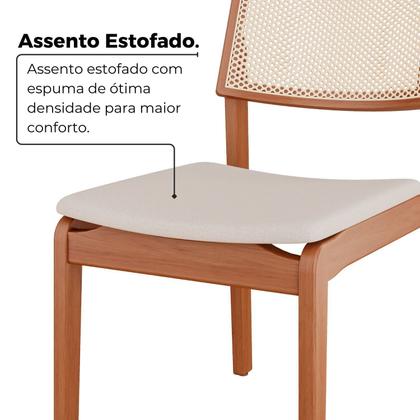 Imagem de Sala de Jantar Mesa 160x76cm Tampo Laminado com 6 Cadeiras em Linho Ceci Yescasa Naturalíssimo