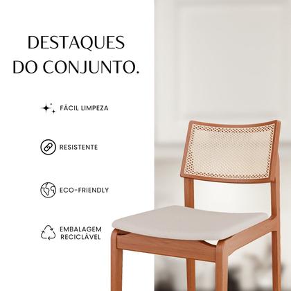 Imagem de Sala de Jantar Mesa 160x76cm Tampo Laminado com 6 Cadeiras em Linho Ceci Yescasa Naturalíssimo