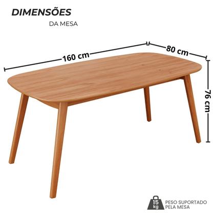 Imagem de Sala de Jantar Mesa 160x76cm Tampo Laminado com 6 Cadeiras em Linho Ceci Yescasa Naturalíssimo