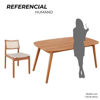 Imagem de Sala de Jantar Mesa 160x76cm Tampo Laminado com 6 Cadeiras em Linho Ceci Yescasa Naturalíssimo