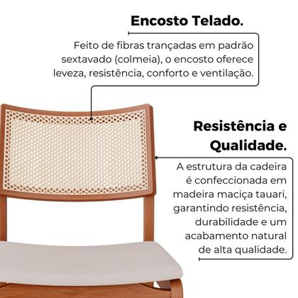 Imagem de Sala de Jantar Mesa 160x76cm Tampo Laminado com 6 Cadeiras em Linho Ceci Yescasa Naturalíssimo