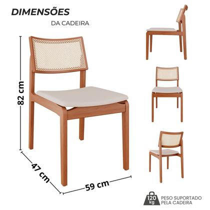 Imagem de Sala de Jantar Mesa 160x76cm Tampo Laminado com 6 Cadeiras em Linho Ceci Yescasa Naturalíssimo