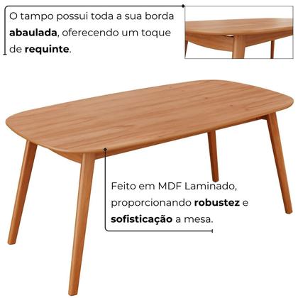 Imagem de Sala de Jantar Mesa 160x76cm Tampo Laminado com 6 Cadeiras em Linho Ceci Yescasa Naturalíssimo