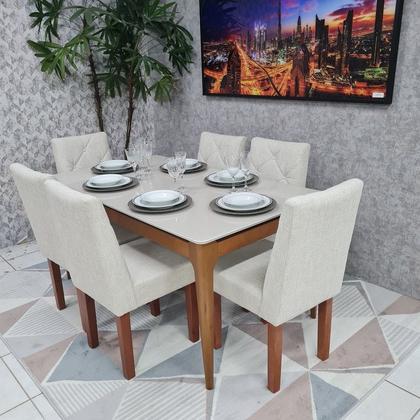 Imagem de Sala de Jantar Mesa Addar Com 6 Cadeiras Rubi