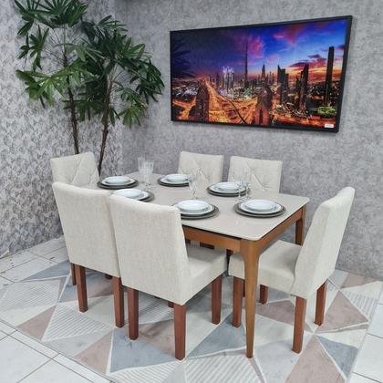 Imagem de Sala de Jantar Mesa Addar Com 6 Cadeiras Rubi