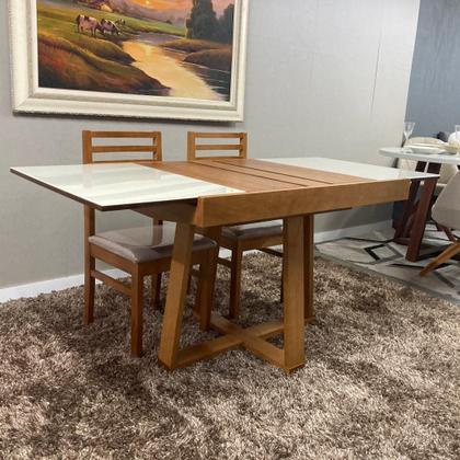 Imagem de Sala de Jantar Mesa Elástica Itália com 4 Cadeiras Bali