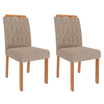 Imagem de Sala de Jantar Mesa Ester Oval 210 com 8 Cadeiras Paola Wood Cinamomo/Off White/Madeira/Linho Bege