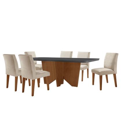 Imagem de Sala de Jantar Mesa Evora 180 Mdf Canto Copo com 6 Cadeiras Grecia Rufato