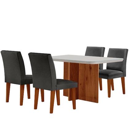 Imagem de Sala de Jantar Mesa Olimpia 120 MDF Vidro Canto Copo com 4 Cadeiras Grecia