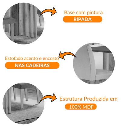 Imagem de Sala de Jantar Mesa Olimpia 120 MDF Vidro Canto Copo com 4 Cadeiras Grecia