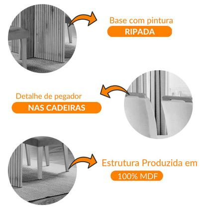 Imagem de Sala de Jantar Mesa Olimpia 120CM MDF Canto Reto com 4 Cadeiras Athenas Moderna