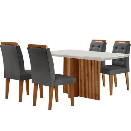 Imagem de Sala de Jantar Mesa Olímpia 120CM MDF Canto Reto com 4 Cadeiras Carol Moderna