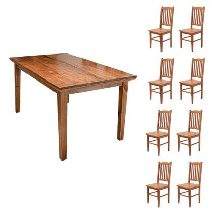 Imagem de Sala de Jantar Rústica Mesa 2,00m Retangular com 8 Cadeiras em Madeira Maciça - Natural