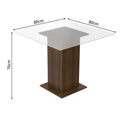 Imagem de Sala Jantar Dallas Mesa Tampo Vidro 4 Cadeiras Rustic Madesa