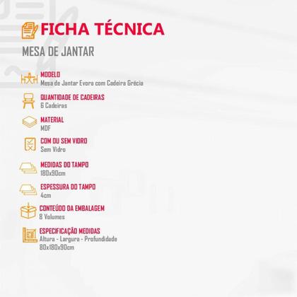 Imagem de Sala Jantar Evora Canto Reto 6 Cad Grecia Rufato Lin.grafite