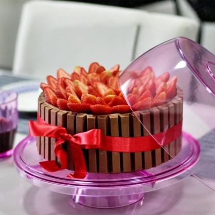 Imagem de Saladeira Boleira Petisqueira Conjunto 5 em 1 Elegance Prato P/ Bolo Suporte Tampa Acrílico