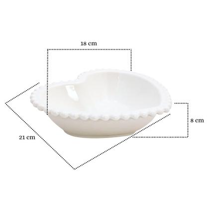 Imagem de Saladeira Bowl Coracção Branco De Porcelana Para Jantar Comemoração - 21cm