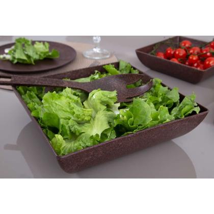 Imagem de Saladeira Quadrada 2,9 Lt Vasilha Petisqueira Marrom Escuro
