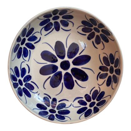 Imagem de Saladeira RASA de porcelana pintada à mão com pegador inox